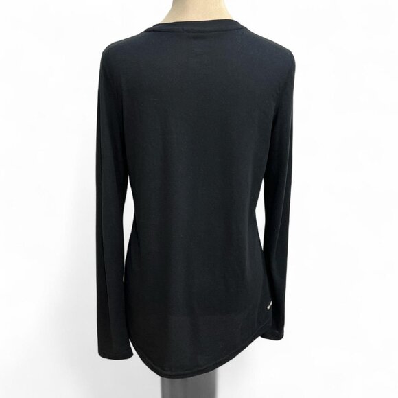 Danskin Black Long Sleeve V‑Neck Semi‑Fitted Top (M) - Picture 3 of 4